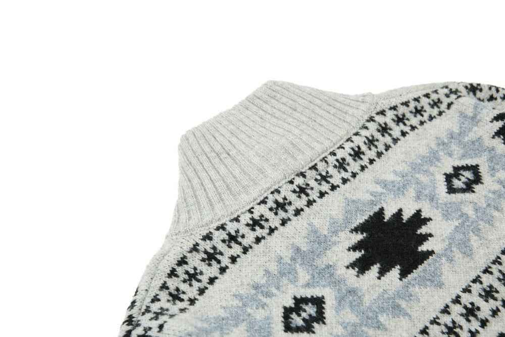 Vertical Collar Jacquard Pattern Cardigan
