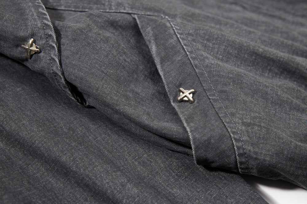 Y2K Large Pocket Heavy Metal Washed Denim Jacket