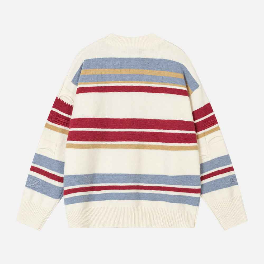 Winter Stylish Contrast Stripe Crewneck Sweater