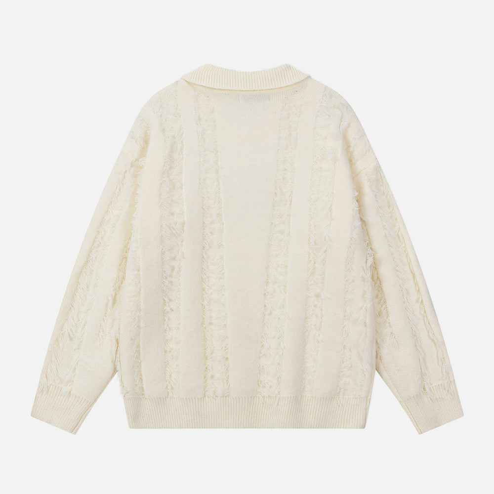 European Fringed Turtleneck Knitted Polo Sweater