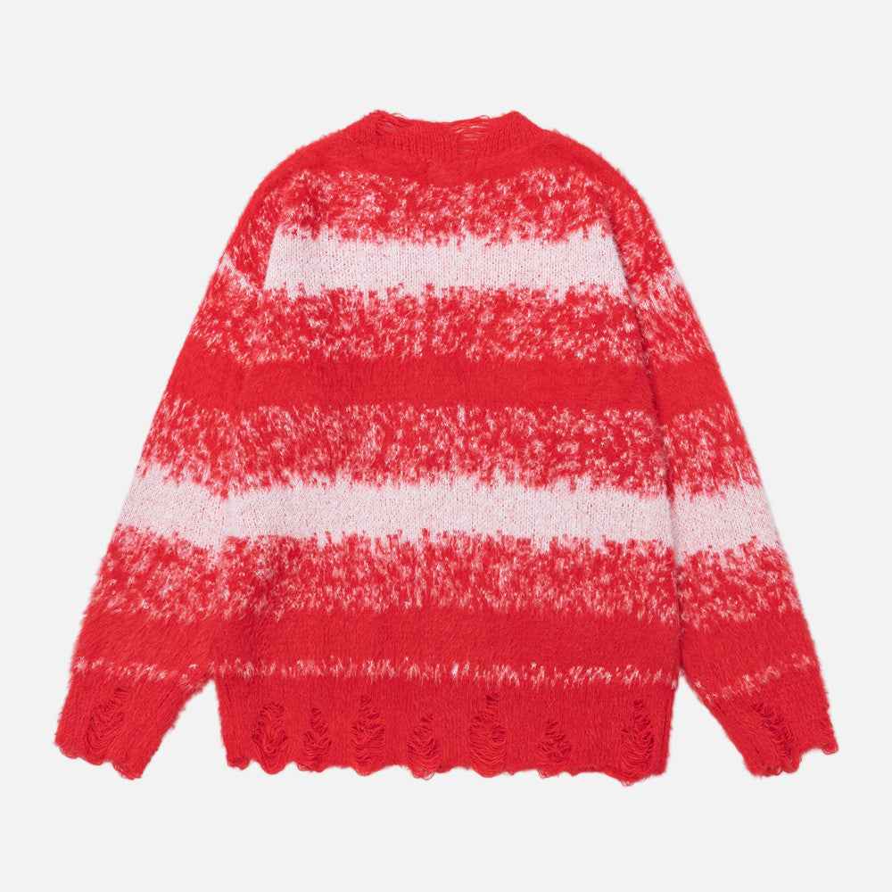 Streetwear Contrast Color Stripe Crewneck Sweater