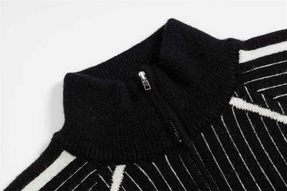 Cozy Knitted High Collar Zipper Cardigan