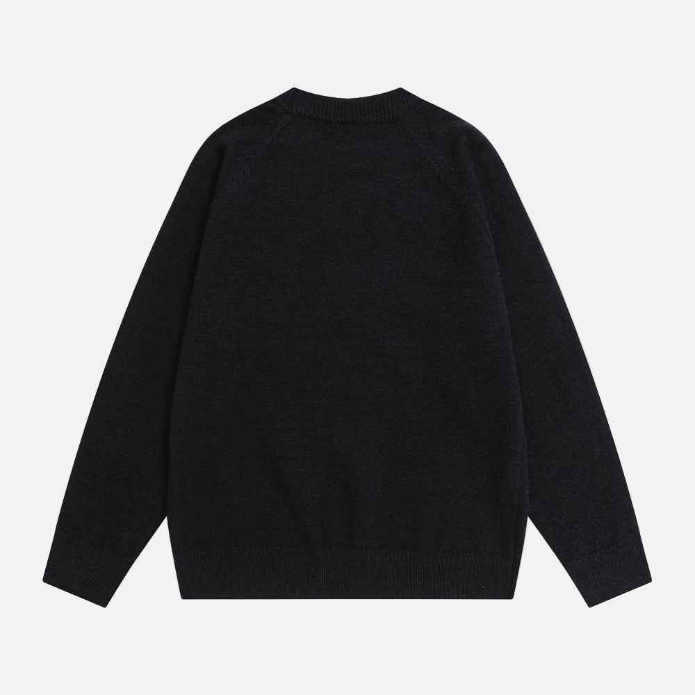 Stylish Oversized Pearl Detail Round Neck Sweater