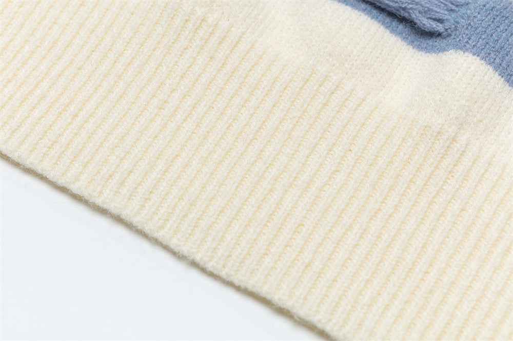 Winter Stylish Contrast Stripe Crewneck Sweater