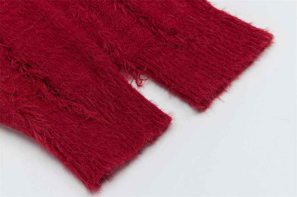 Y2K Stylish Loose Tassel V-Neck Sweater