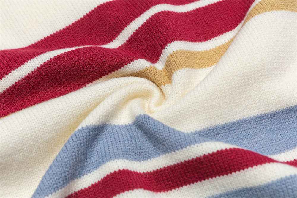 Winter Stylish Contrast Stripe Crewneck Sweater
