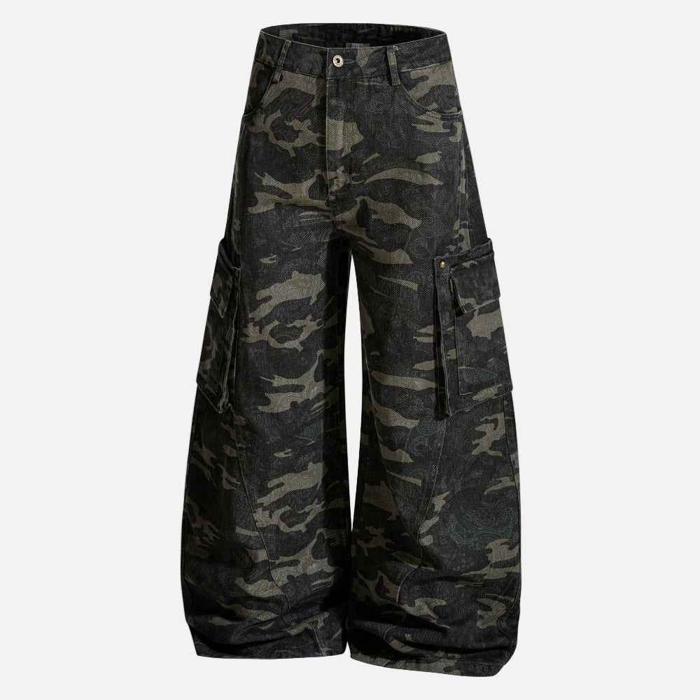 Classic Camouflage WorkWear Wide Leg Cargo Pants