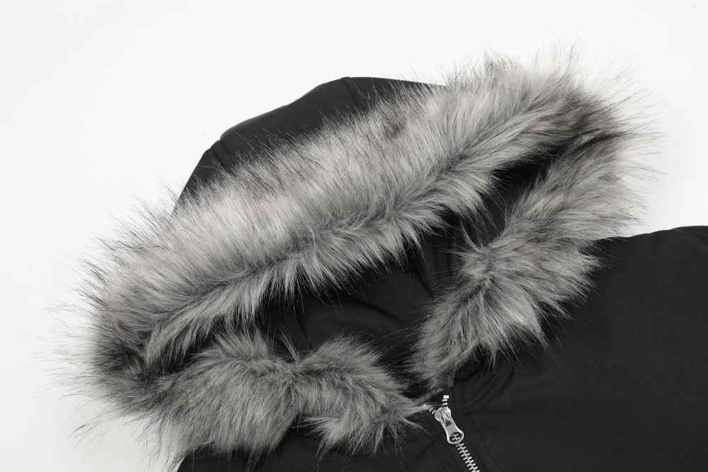 European Style Fur Collar Hooded Jacket