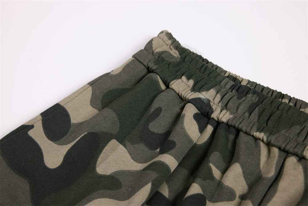 Camouflage Machete Drawstring Wide Leg Jogger