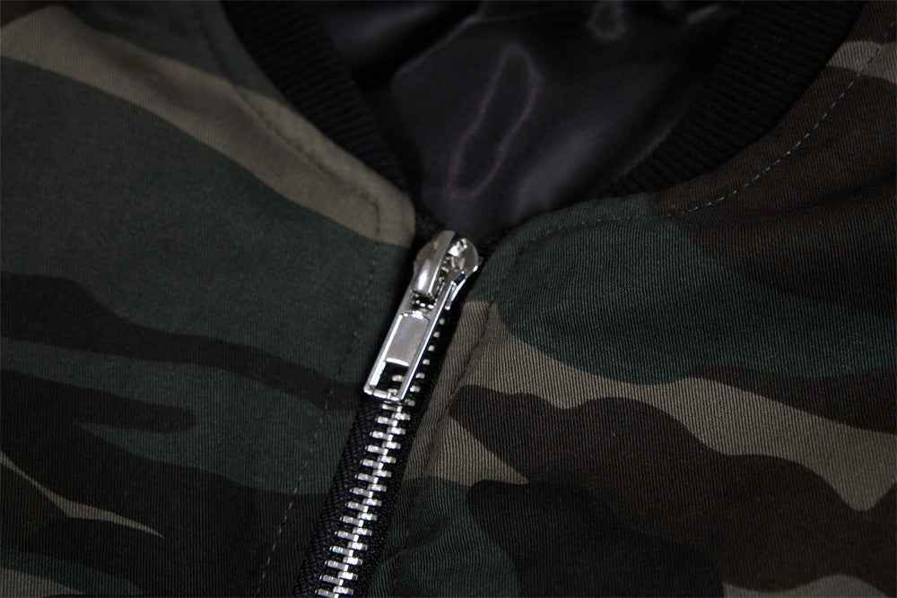 Stylish Camouflage Baseball Collar Padded Jacket