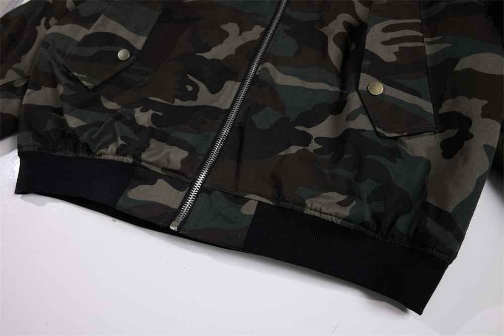 Stylish Camouflage Baseball Collar Padded Jacket