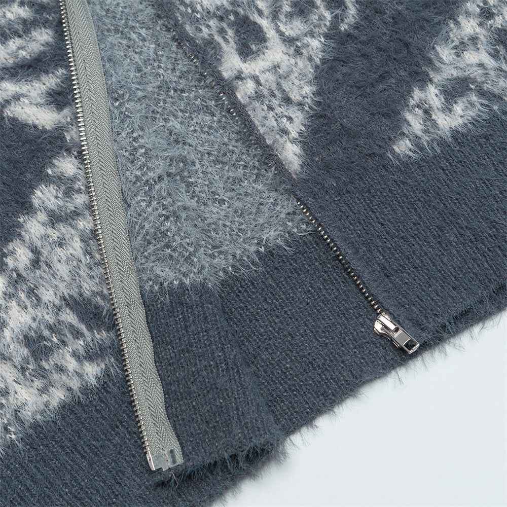 Y2K Cozy Oversized Turtleneck Zipper Cardigan