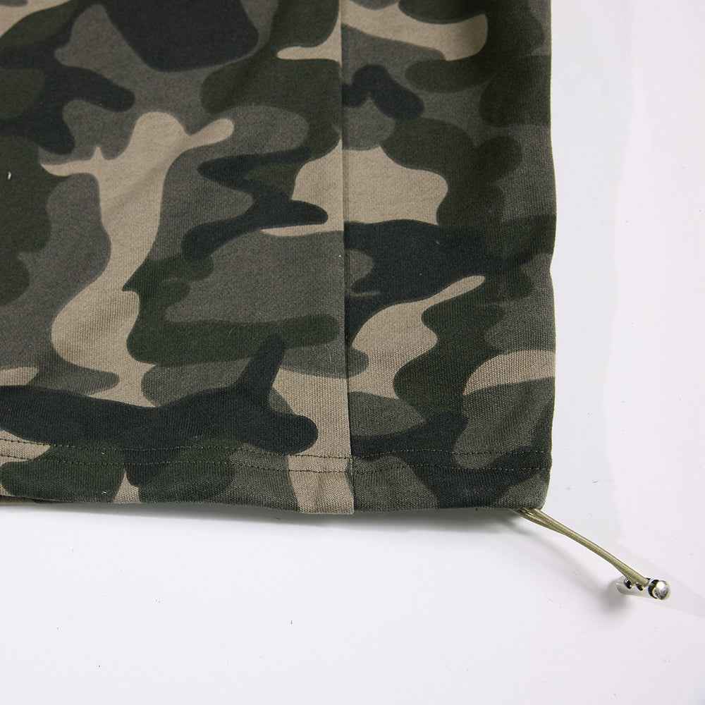 Camouflage Machete Drawstring Wide Leg Jogger