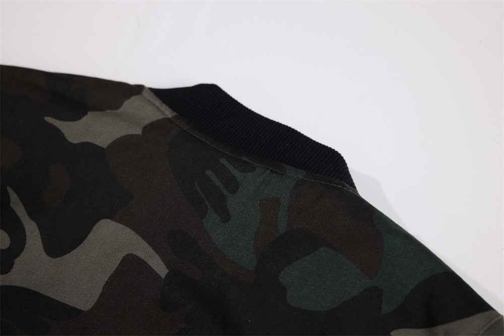 Stylish Camouflage Baseball Collar Padded Jacket