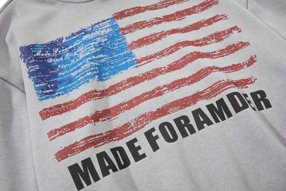 Spring Retro American Stripe Printed Hoodie