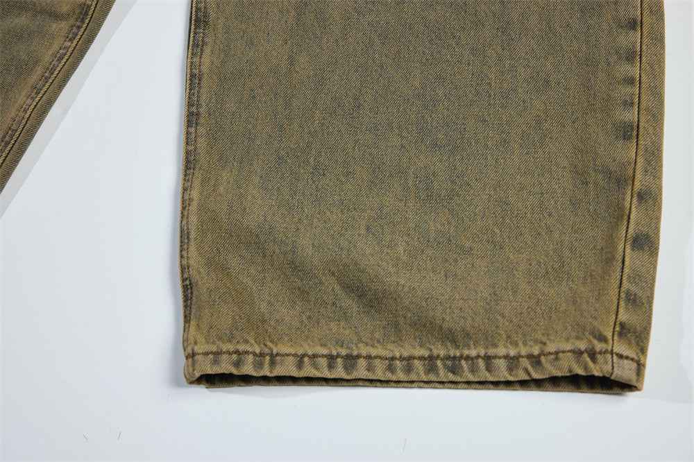 Vintage Yellow Dyed Old Washable Denim Jeans