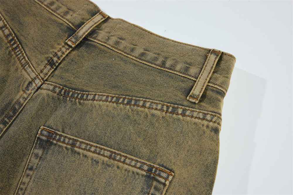 Vintage Yellow Dyed Old Washable Denim Jeans