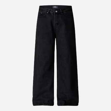 Vintage Style Letter Print Washed Denim Jeans