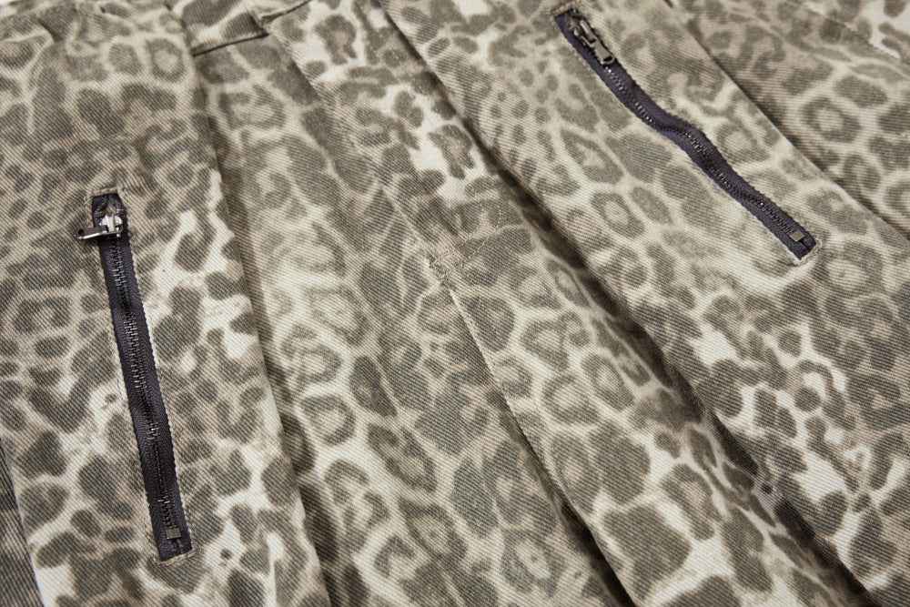 Streetwear Punk Leopard Print Wide Leg Pants
