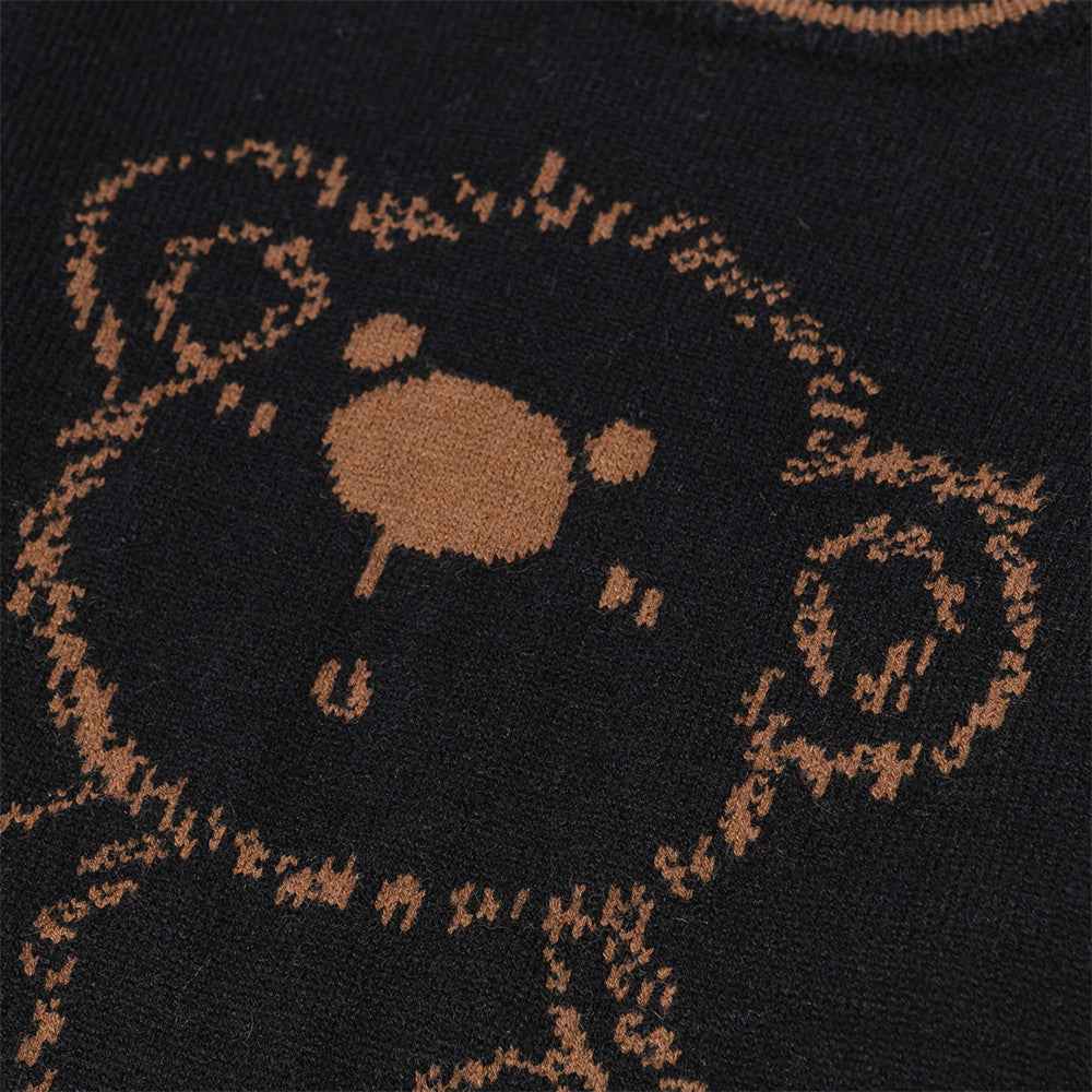 European Trend Bear Jacquard Crewneck Sweater