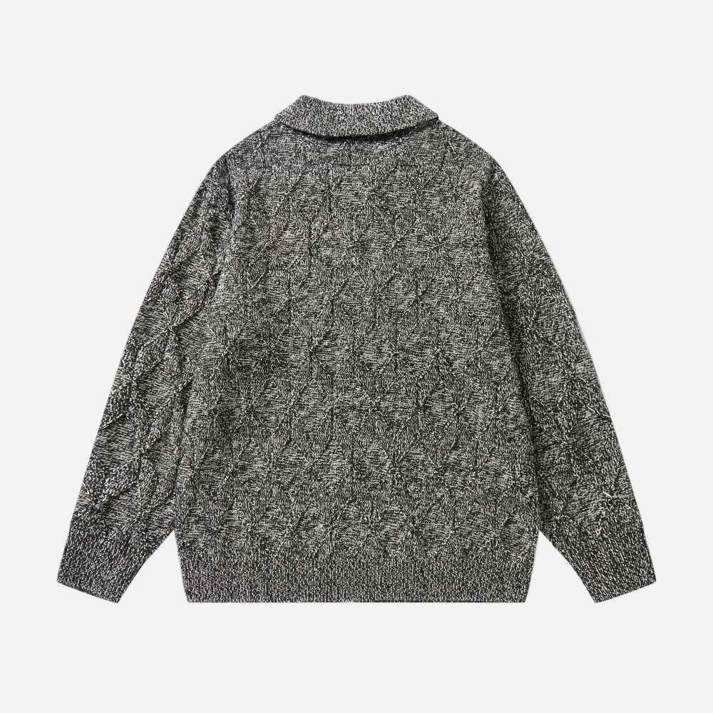 Luxury Diamond Jacquard Lapel knitted Cardigan