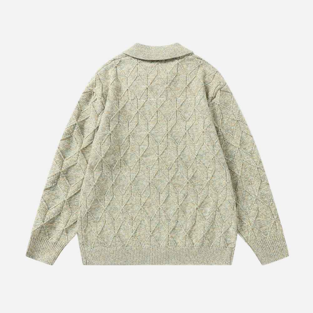Luxury Diamond Jacquard Lapel knitted Cardigan