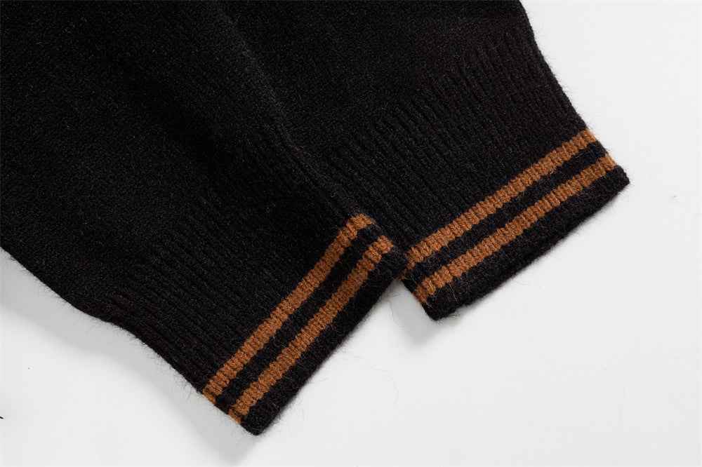 European Trend Bear Jacquard Crewneck Sweater