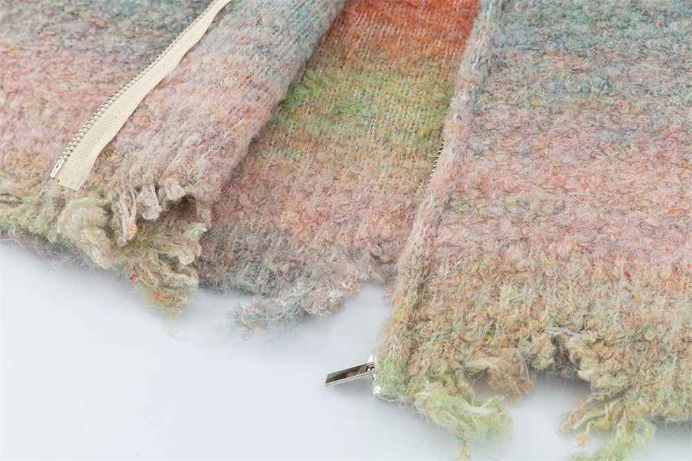 Lazy Style Colorful Gradient Knitwear Cardigan
