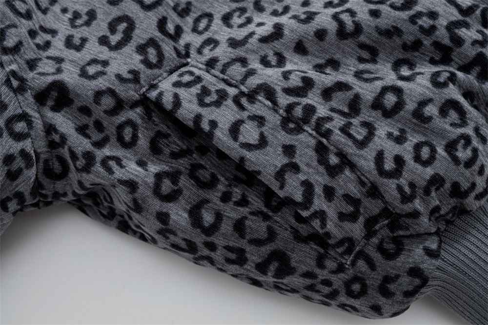 Trendy Leopard Print Faux Furr Hooded Padded Jacket