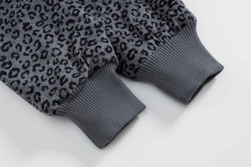 Trendy Leopard Print Faux Furr Hooded Padded Jacket
