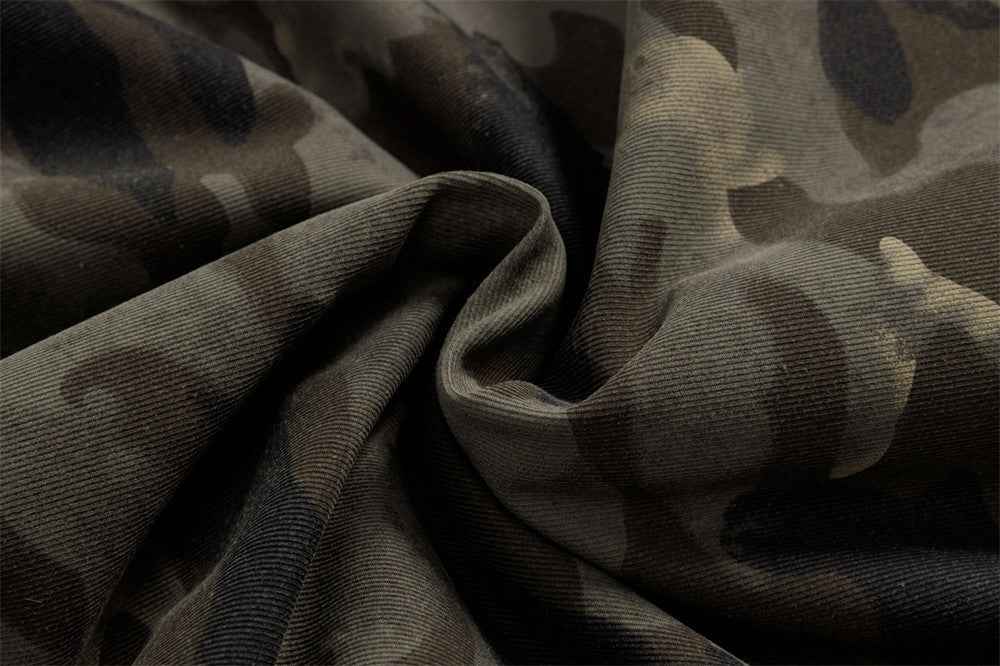 Camouflage Lined Cashmere Faux Furr Hooded Jacket