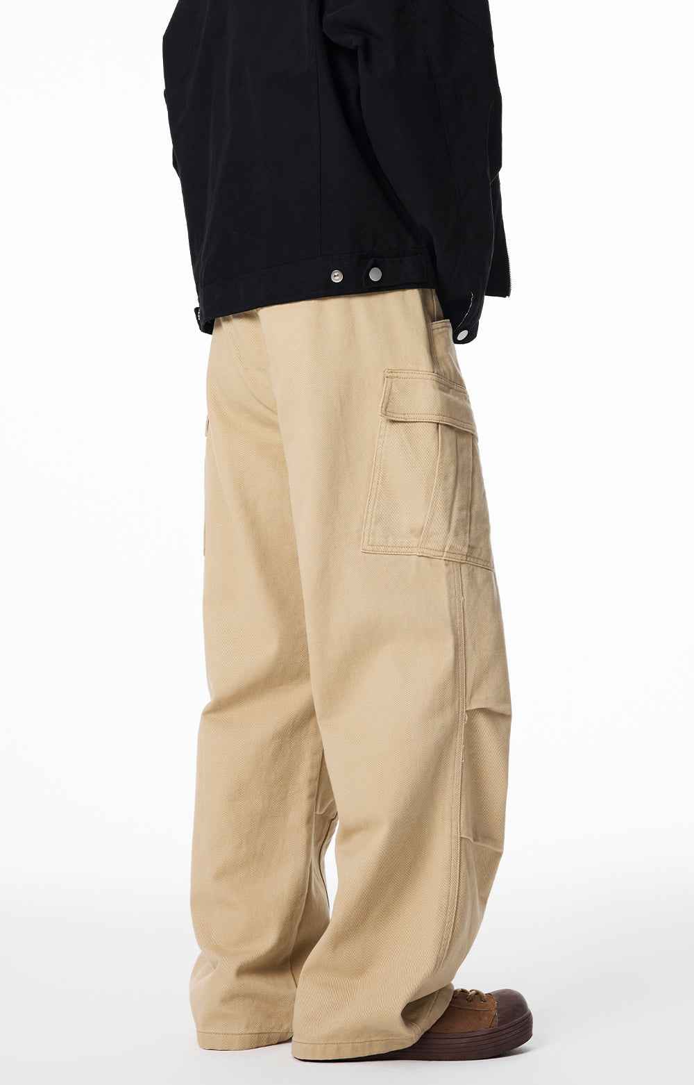 American Style Straight Leg Pleated Cargo Jeans