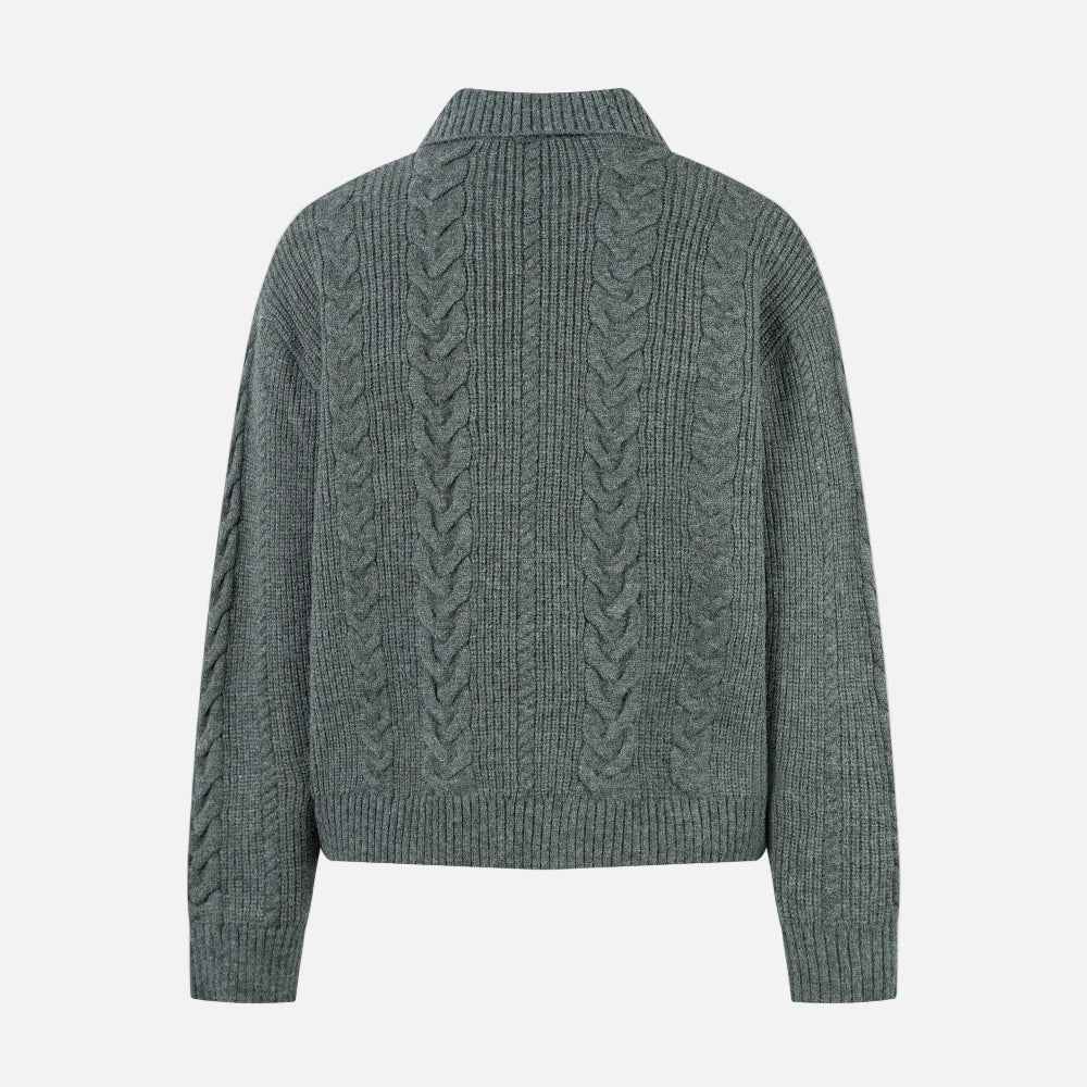 Trendy Twisted Texture Zipper Knit Cardigan