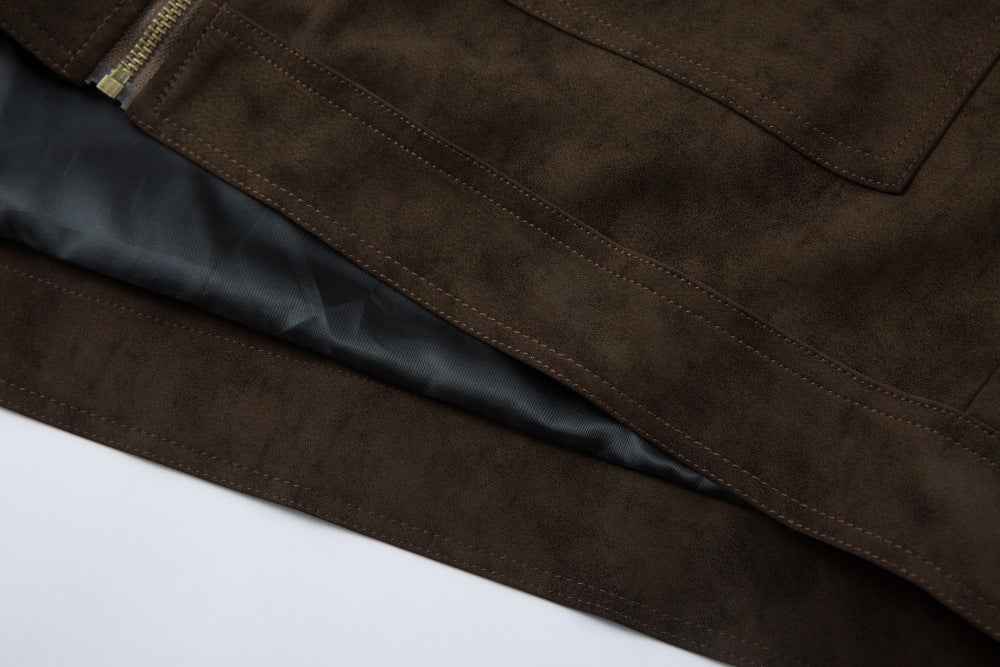 Vintage Punk Airplane Buckle Design Leather Jacket