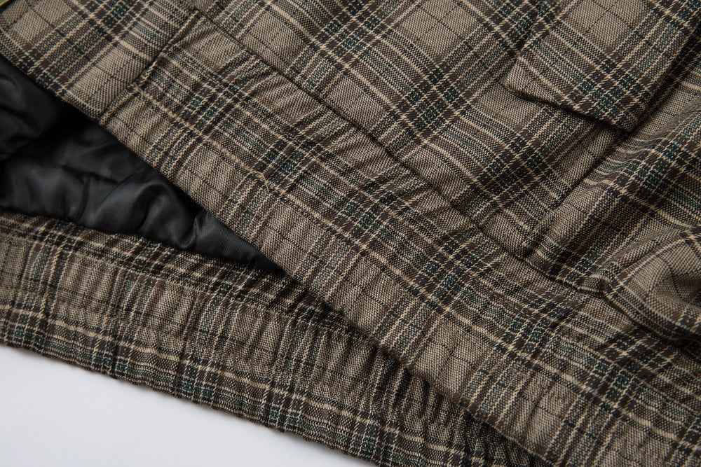 Vintage Plaid High Street High Neck Jacket