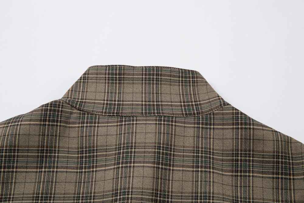 Vintage Plaid High Street High Neck Jacket