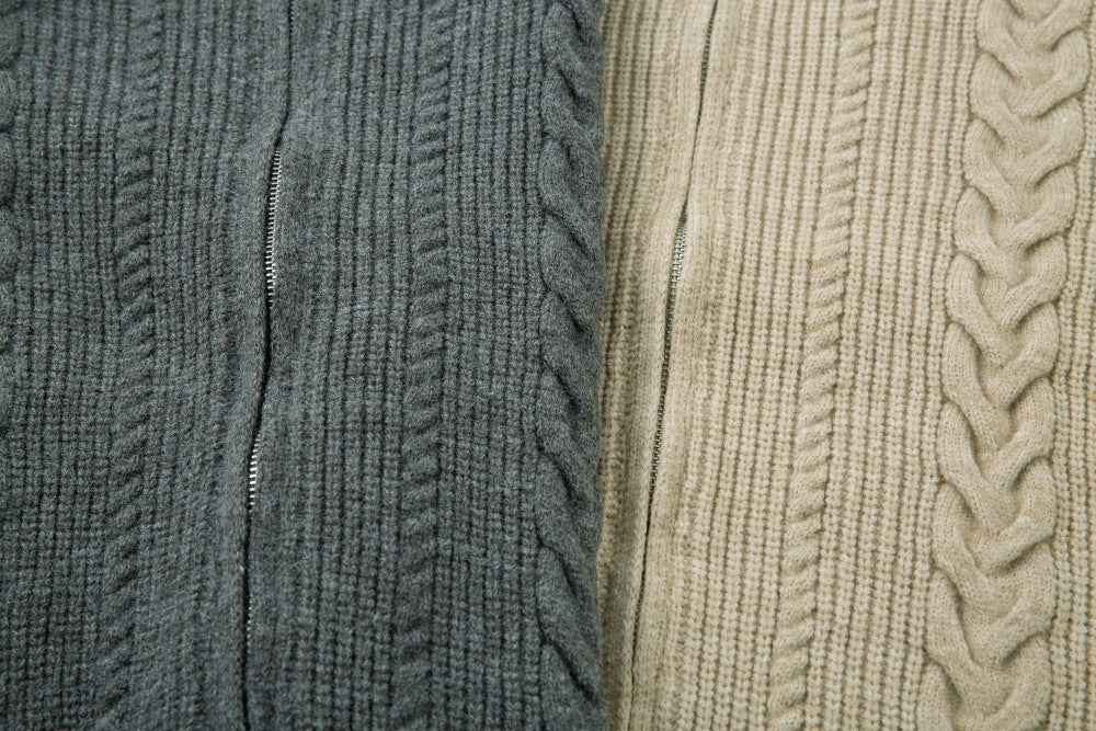 Trendy Twisted Texture Zipper Knit Cardigan