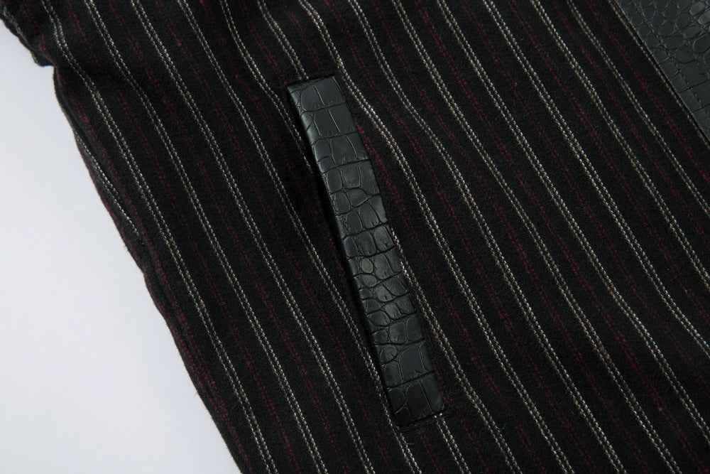 Crocodile Pattern Punk Style Stripe Leather Jacket