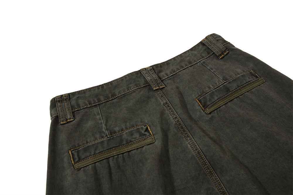 Streetwear Pleated Design Wide Leg Denim Jeans