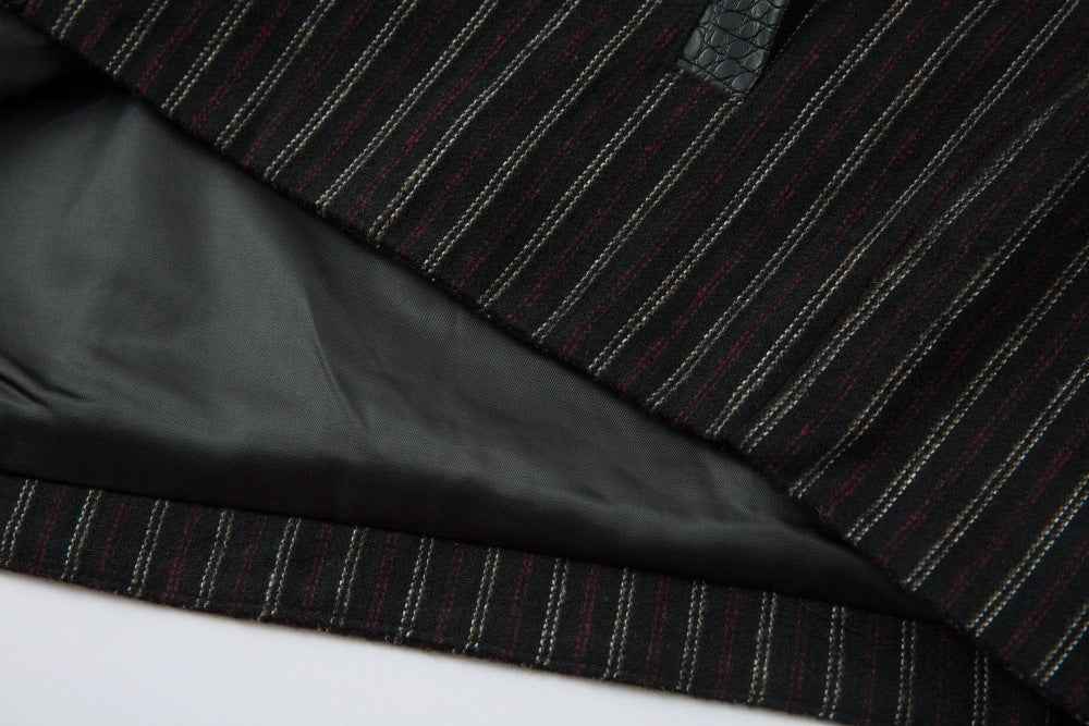 Crocodile Pattern Punk Style Stripe Leather Jacket