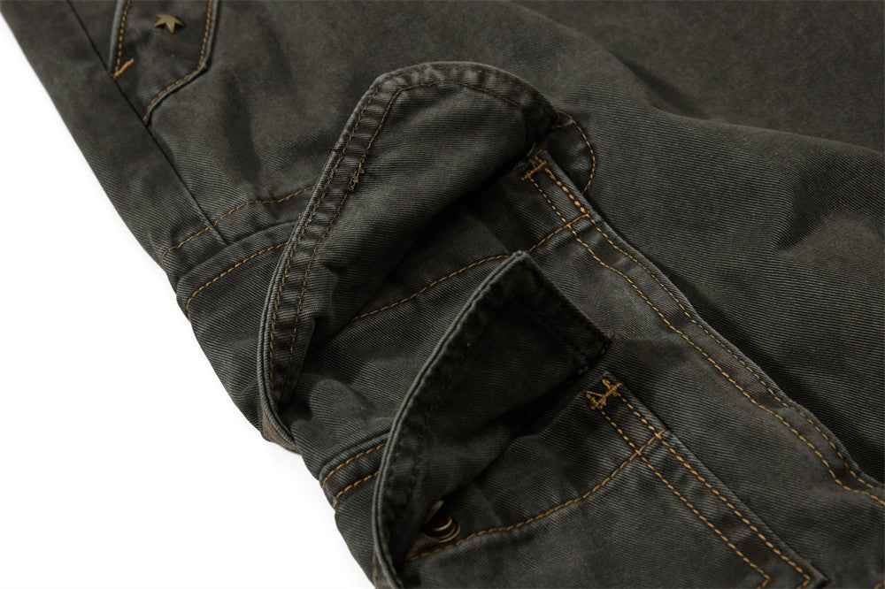 Streetwear Pleated Design Wide Leg Denim Jeans