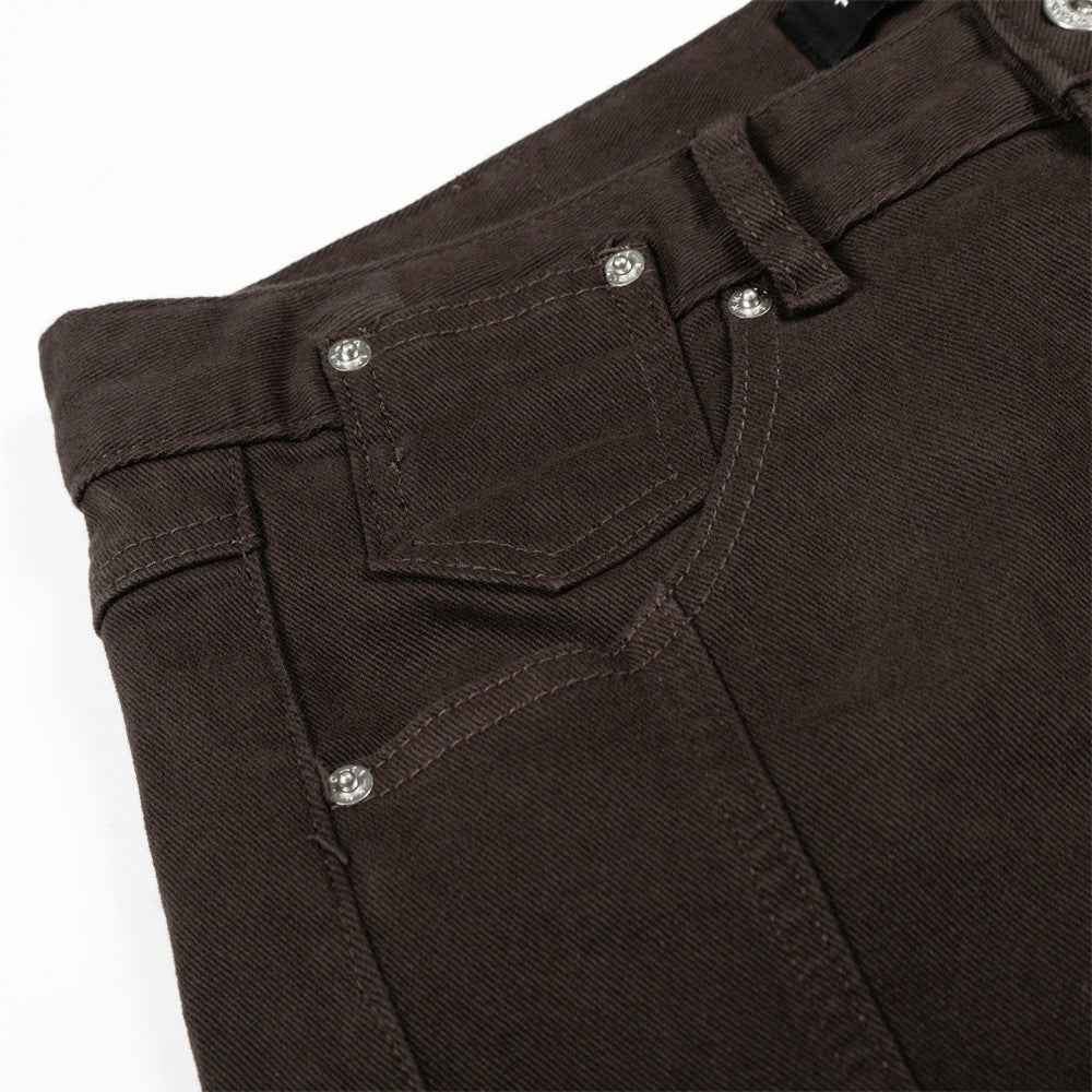 Solid Color Loose Microflared Casual Jeans