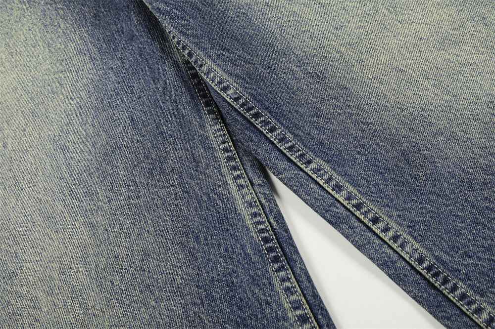 Trendy Brand Wash Denim Wide Leg Denim Jeans