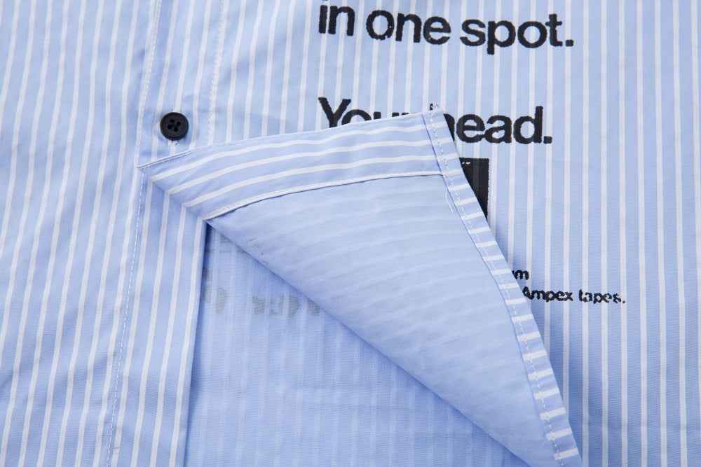 Vertical Stripe Fake Two Piece Long Sleeved Shirt
