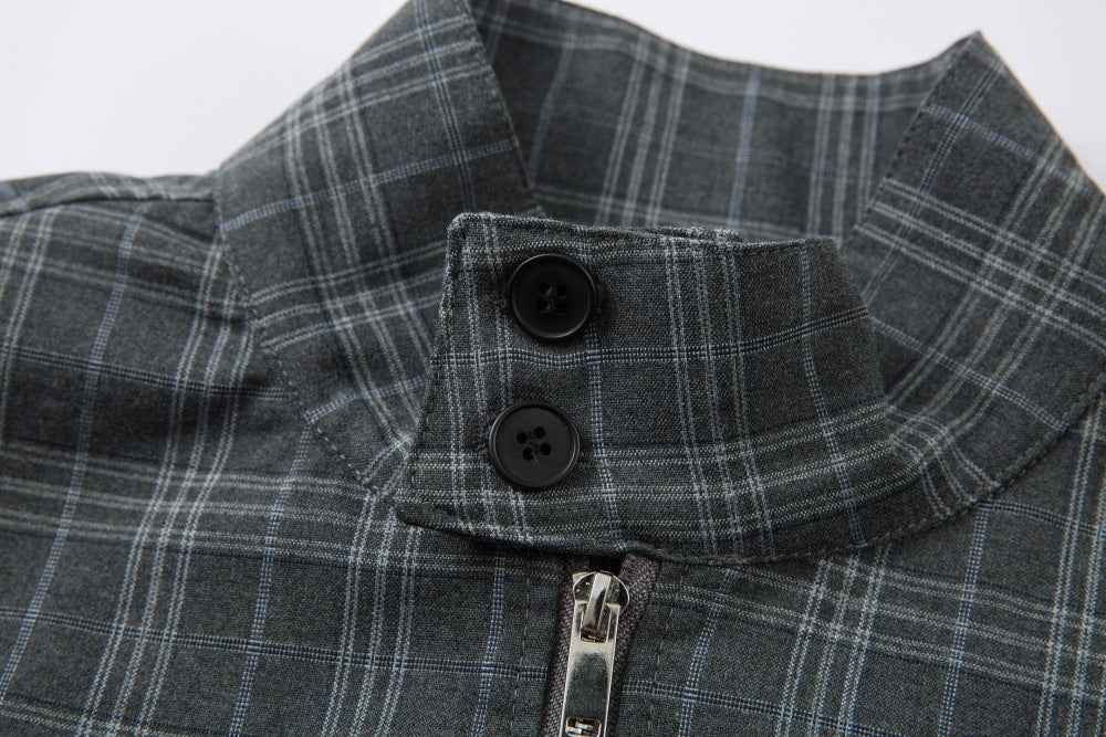 Vintage Plaid Two Way To Wear Zipper Jacket