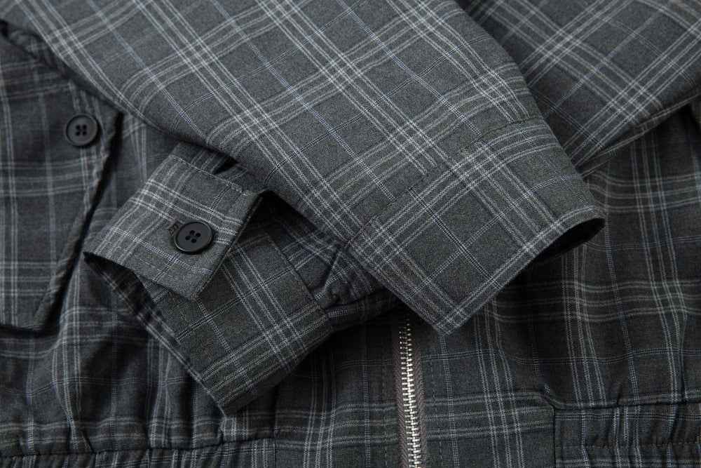 Vintage Plaid Two Way To Wear Zipper Jacket