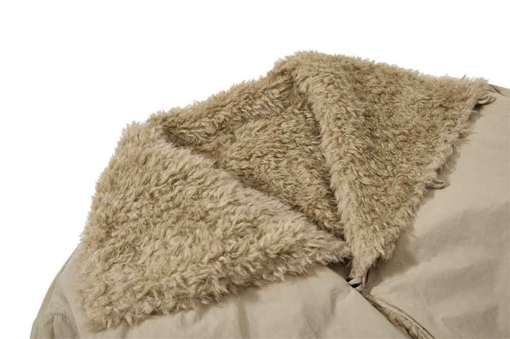 Luxurious Velvet High Collar Padded Faux Fur Jacket