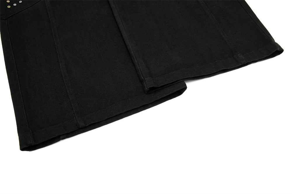 Retro European Style Willow Nail Wide Leg Cargo Jeans