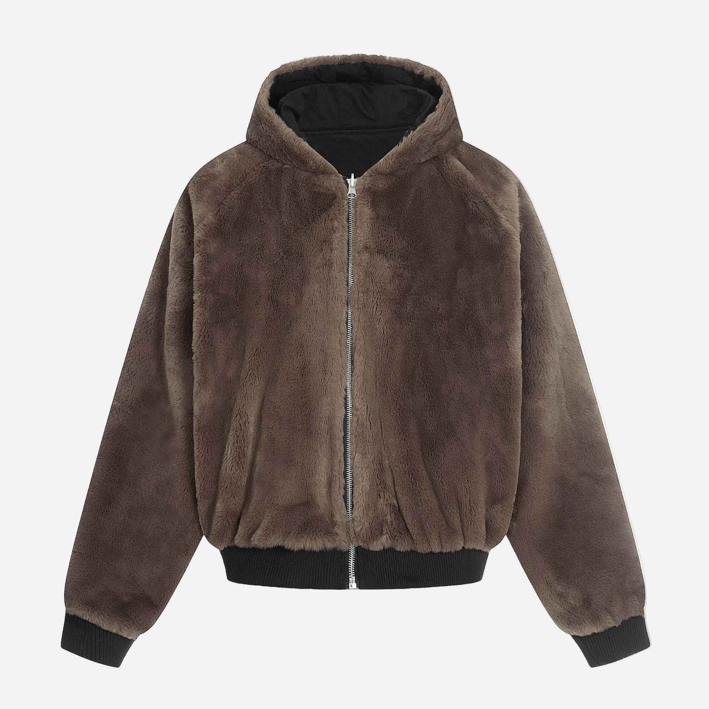 Streetwear Double-Sided Fleece Lined Hooded Jacket