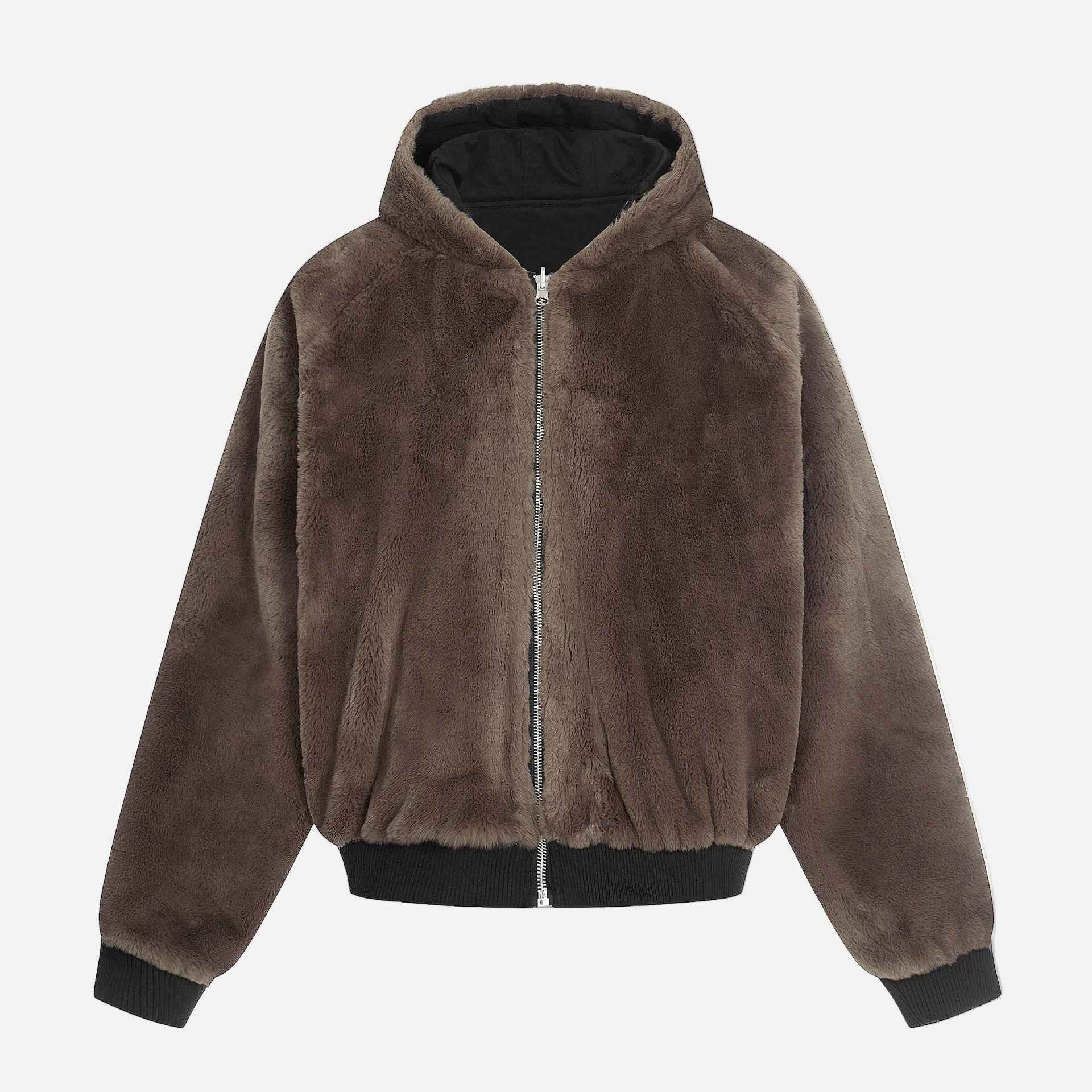 Streetwear Double-Sided Fleece Lined Hooded Jacket